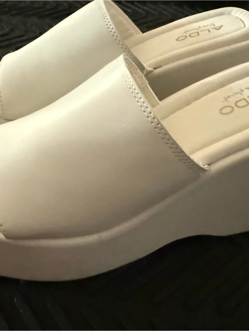 ALDO Cream Leather Slide Mules